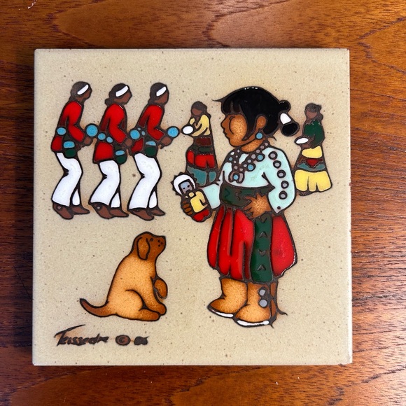 Cleo Teissedre (1930-2020) Colourful, Hand painted Ceramic Tile/Wall Art/Trivet - Picture 3 of 8